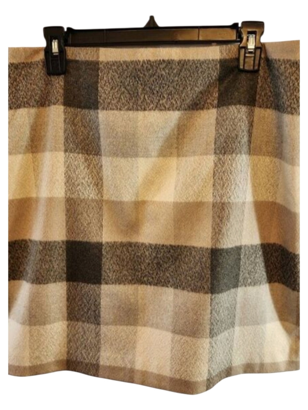 LOFT PLAID MINI SKIRT SIZE 10 NEUTRAL COLORS CREAM GRAY BLACK PREPPY